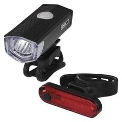Передние+задние аккумуляторные велосипедные фары EMOS LED 90 лм цена и информация | Велосипедные фонари, отражатели | pigu.lt