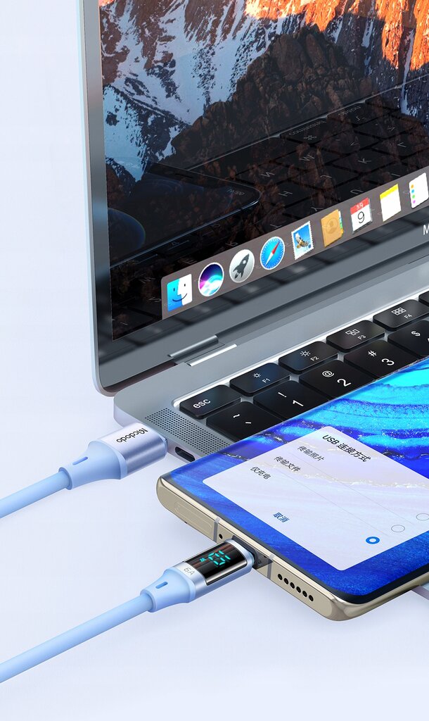 "Mcdodo" telefono kabelis, DIGITAL PRO, USB-C, USB, TYPE C, 5A, 66W, 1,2 m mėlynas kaina ir informacija | Laidai telefonams | pigu.lt