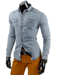 Džinsiniai marškiniai vyrams Gata DX0871-725683, mėlyni kaina ir informacija | Vyriški marškiniai | pigu.lt
