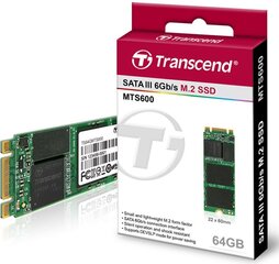 Transcend M.2 2260 64GB SATA3 (TS64GMTS600) kaina ir informacija | Vidiniai kietieji diskai (HDD, SSD, Hybrid) | pigu.lt