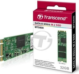 Transcend M.2 2280 32GB SATA3 (TS32GMTS800) kaina ir informacija | Vidiniai kietieji diskai (HDD, SSD, Hybrid) | pigu.lt