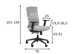 Офисное кресло Stema Tono, серое цена и информация | Офисные кресла | pigu.lt