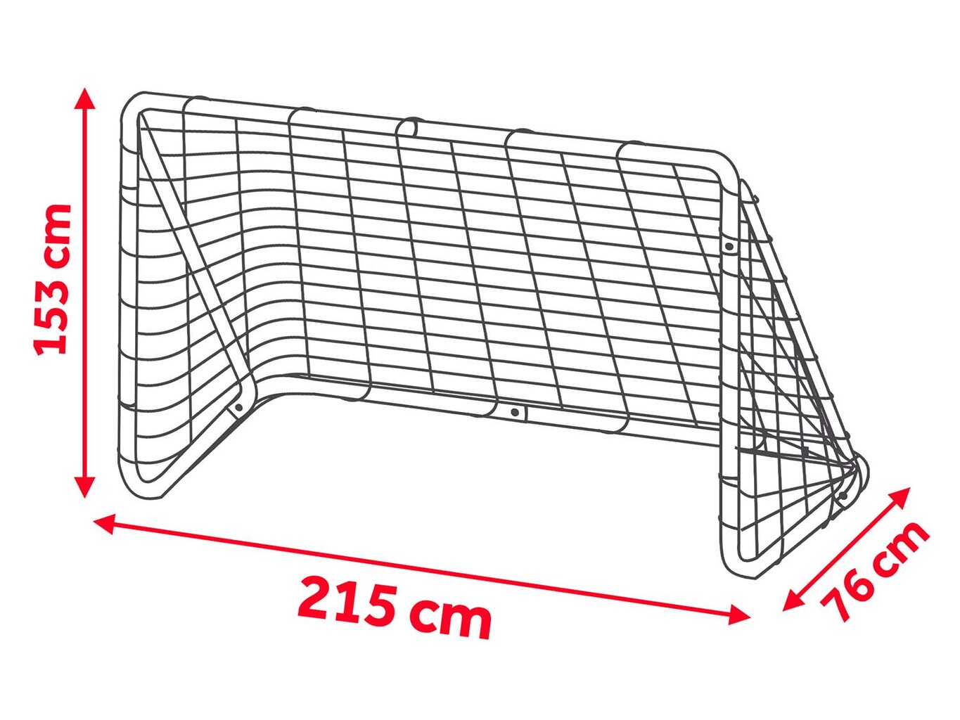 Futbolo vartai + taikinio tinklu, 215 x 153 x 76 cm. kaina ir informacija | Futbolo vartai ir tinklai | pigu.lt