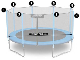 Apsauginis išorinis batuto tinklas Neo Sport, 374 cm kaina ir informacija | Batutai | pigu.lt