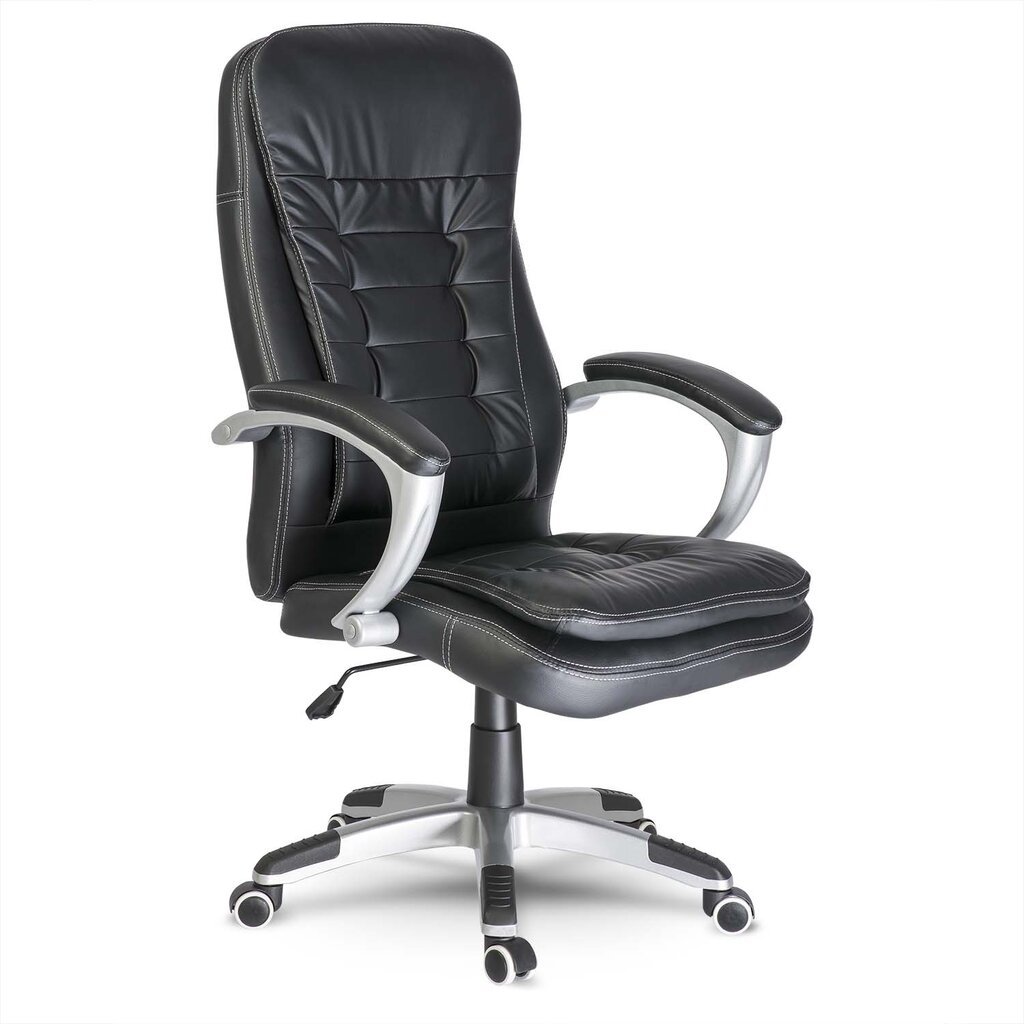Biuro kėdė, odinė, Toronto juoda kaina ir informacija | Biuro kėdės | pigu.lt