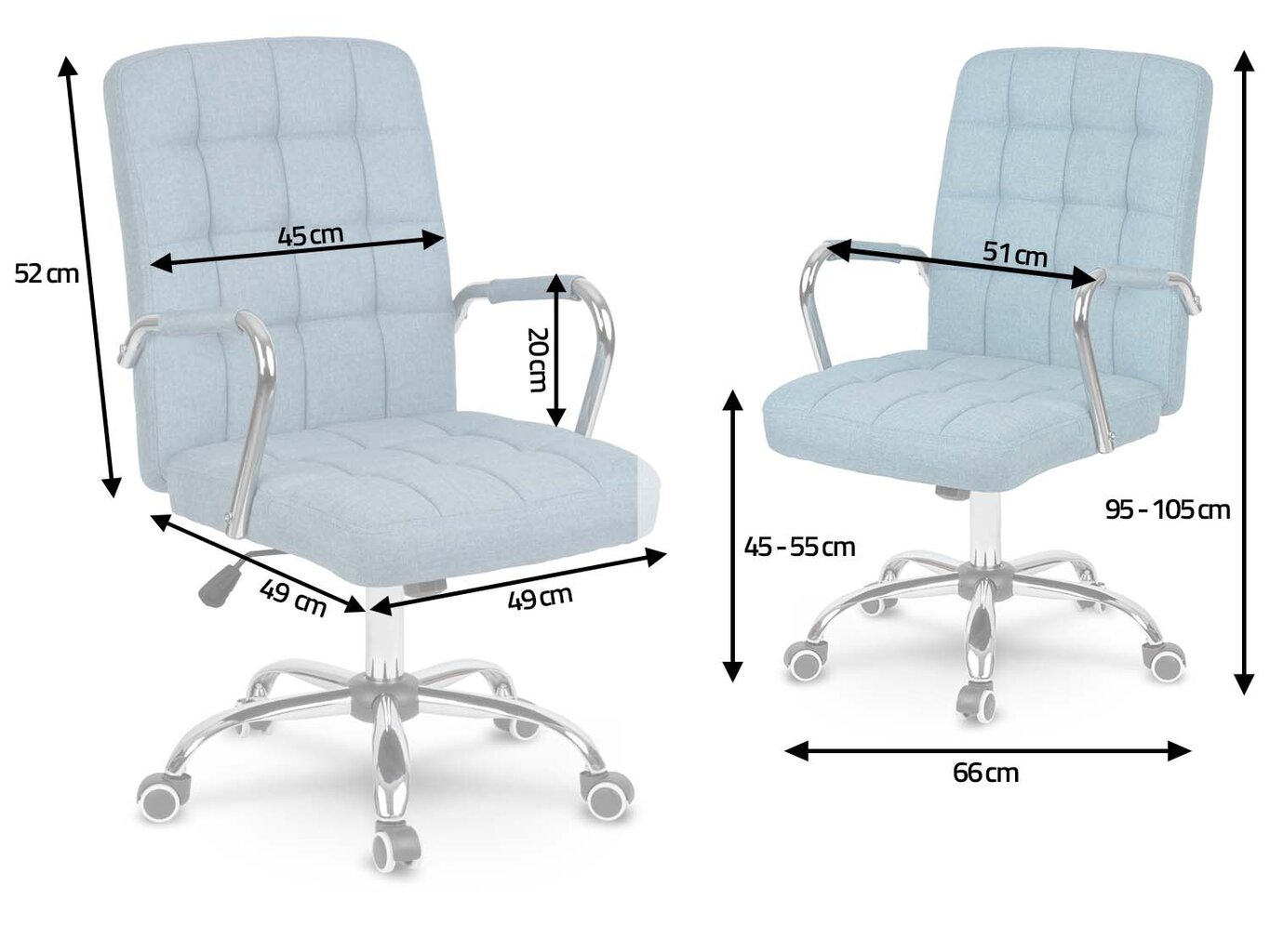 Biuro kėdė, tekstilė, mėlyna kaina ir informacija | Biuro kėdės | pigu.lt