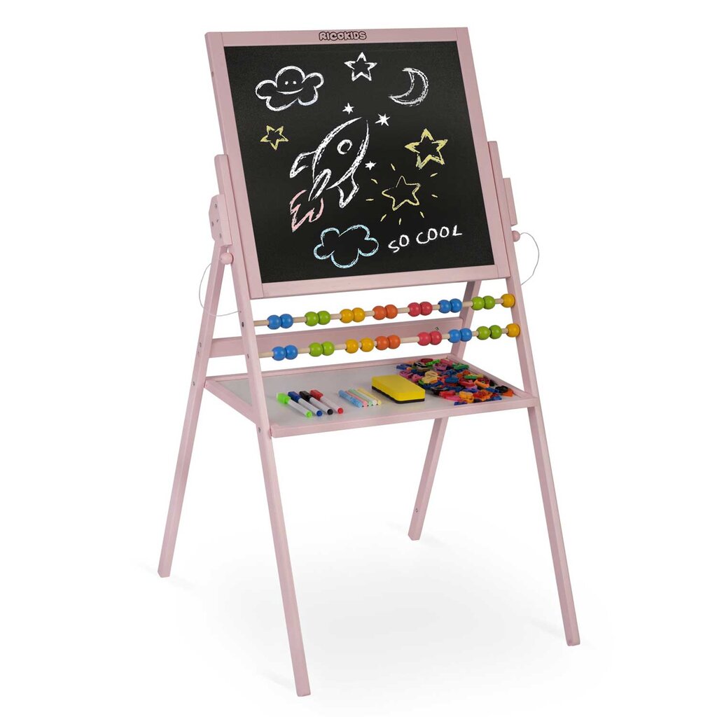 Dvipusė magnetinė - piešimo lenta, rožinė 101 x 55 x 55 cm kaina ir informacija | Lavinamieji žaislai | pigu.lt