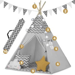 Детская палатка с гирляндой и подсветкой, серая цена и информация | Детские игровые домики | pigu.lt