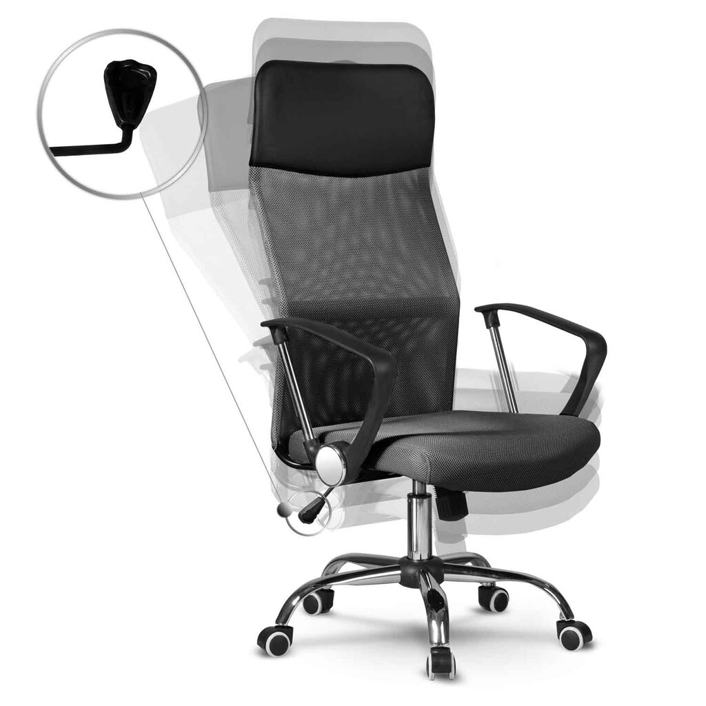 Biuro kėdė su mikro tinkleliu, tamsiai pilka kaina ir informacija | Biuro kėdės | pigu.lt