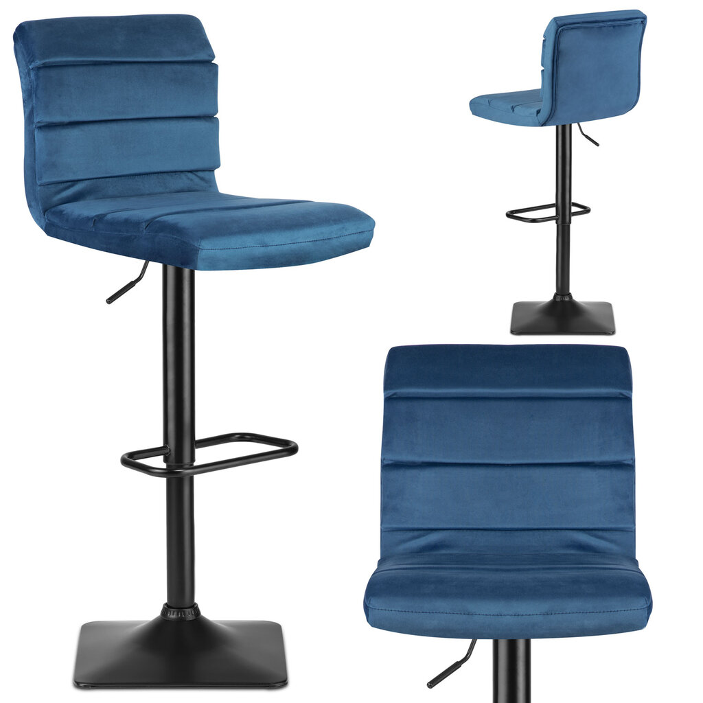 Baro kėdė su atlošu, mėlyna kaina ir informacija | Virtuvės ir valgomojo kėdės | pigu.lt