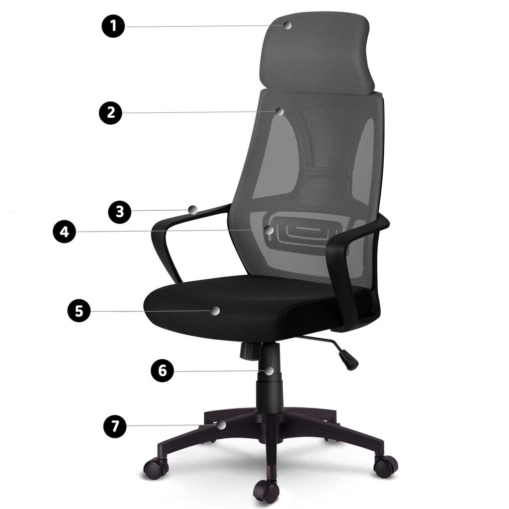 Biuro kėdė su mikro tinkleliu, pilka kaina ir informacija | Biuro kėdės | pigu.lt
