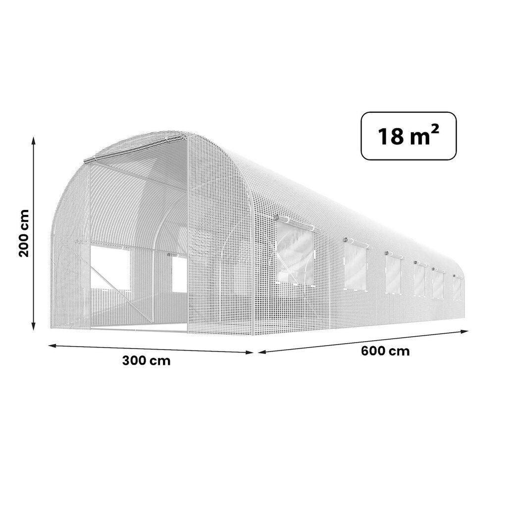 Šiltnamis, 3x6 m, baltas kaina ir informacija | Šiltnamiai | pigu.lt