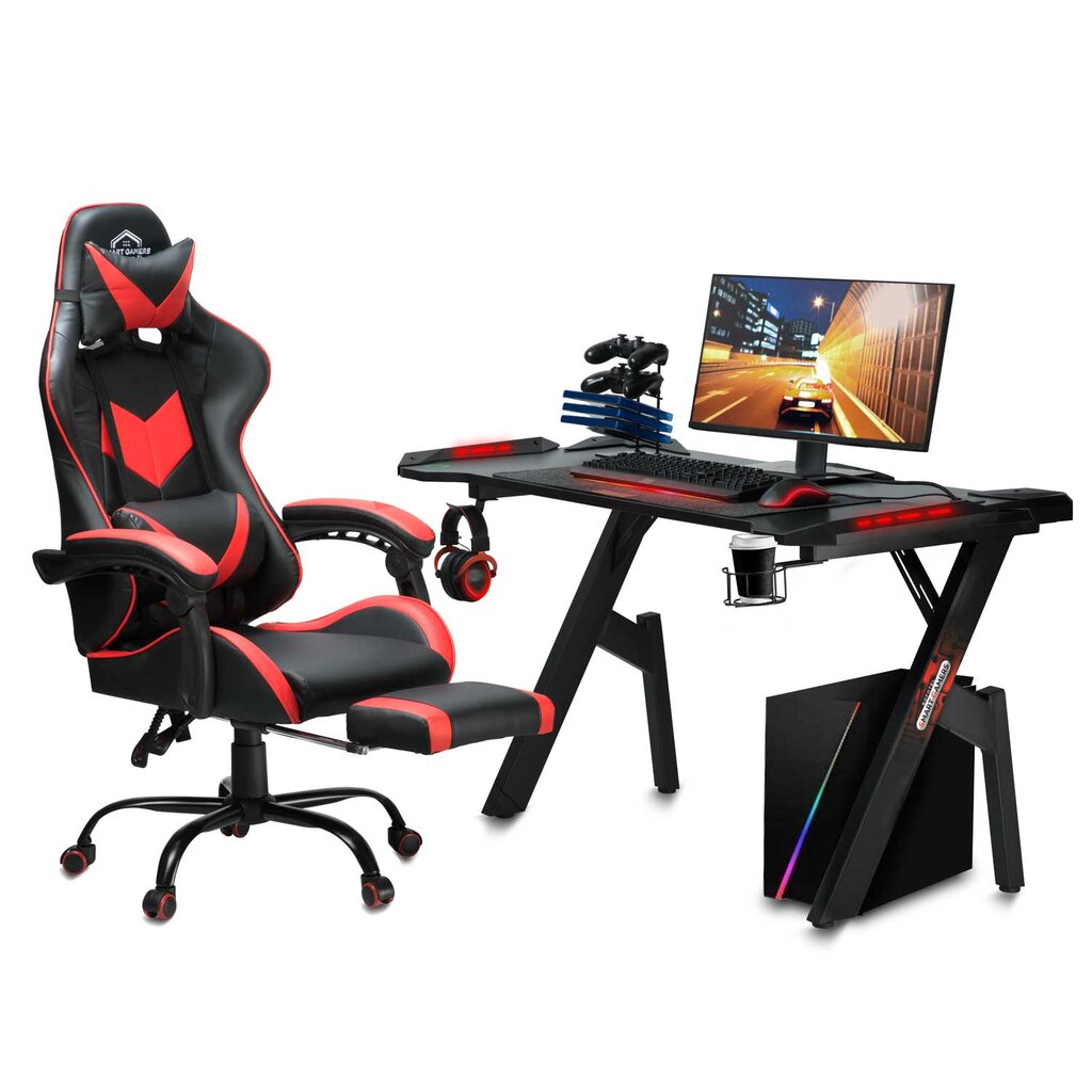 Žaidimų kėdė, Smart Gamers, juoda ir raudona kaina ir informacija | Biuro kėdės | pigu.lt