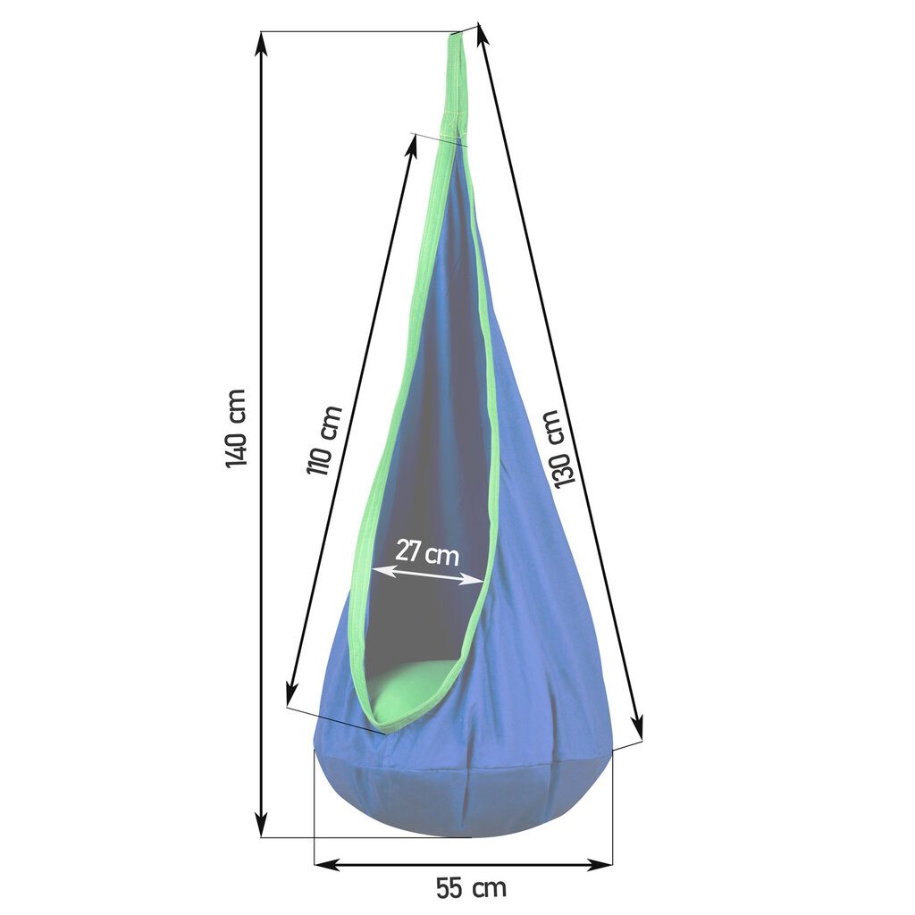 Pakabinama kėdė, hamakas kokonas, Cocoon, mėlyna цена и информация | Lauko kėdės, foteliai, pufai | pigu.lt