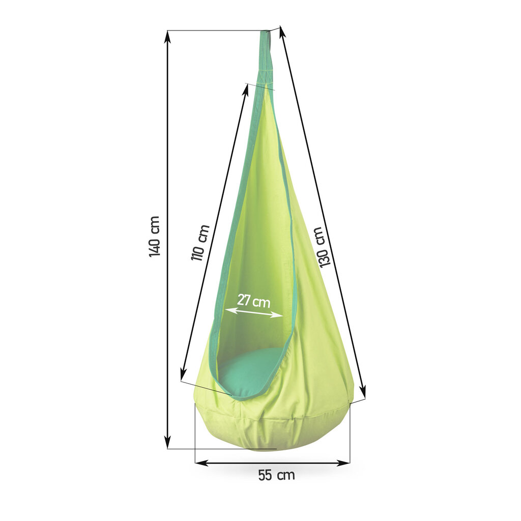 Pakabinama kėdė, hamakas kokonas, Cocoon, žalia kaina ir informacija | Lauko kėdės, foteliai, pufai | pigu.lt