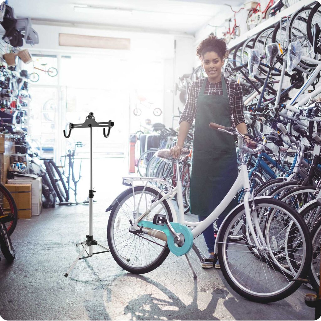 Dviračio serviso stovas, aliuminis, sidabrinė kaina ir informacija | Kiti dviračių priedai ir aksesuarai | pigu.lt