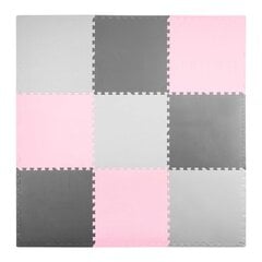 Поролоновый коврик - пазл, 180x180см., 9 шт., серый и розовый цена и информация | Развивающие коврики | pigu.lt