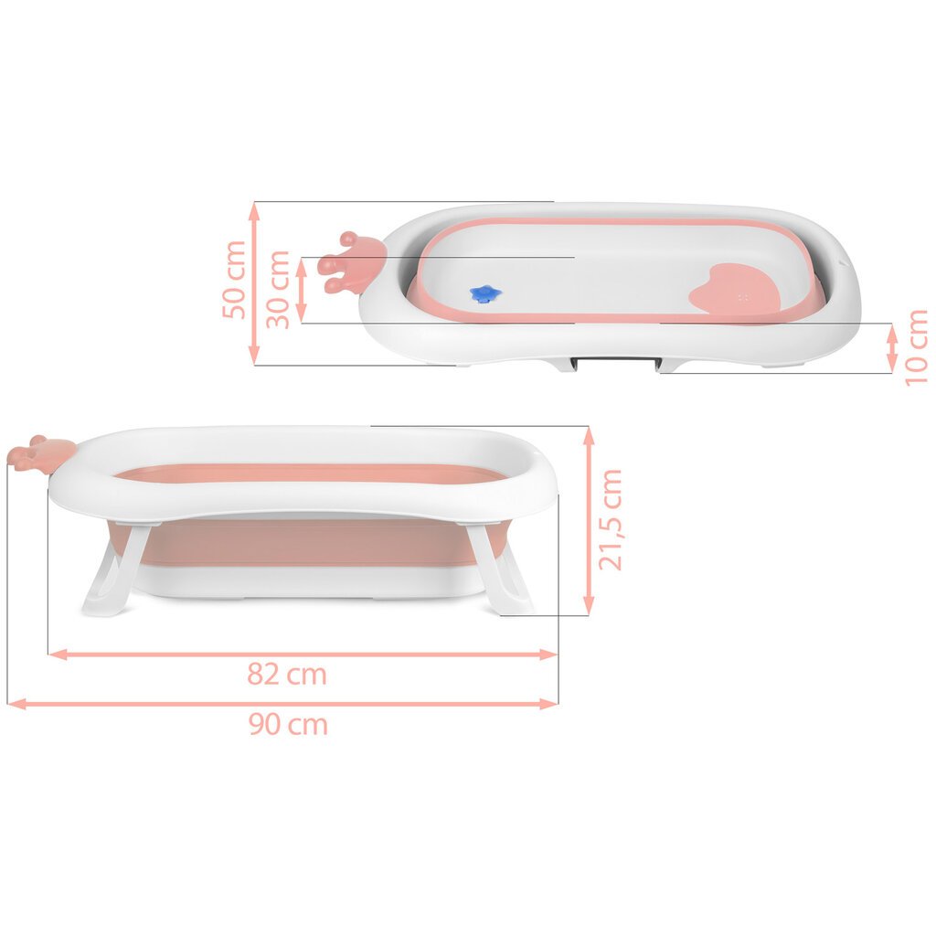 Sulankstoma kūdikių vonelė su pagalve, balta ir rožinė kaina ir informacija | Maudynių priemonės | pigu.lt