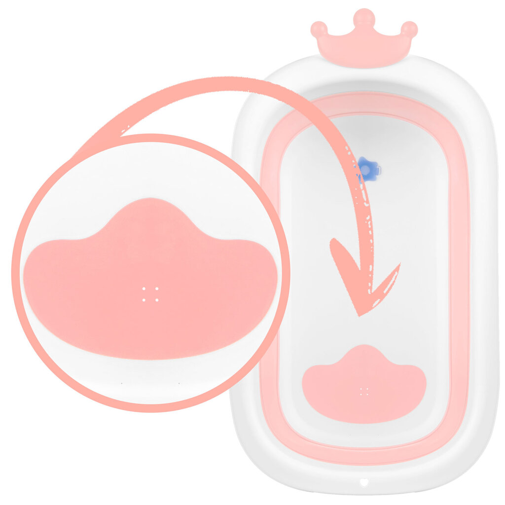 Sulankstoma kūdikių vonelė su pagalve, balta ir rožinė цена и информация | Maudynių priemonės | pigu.lt