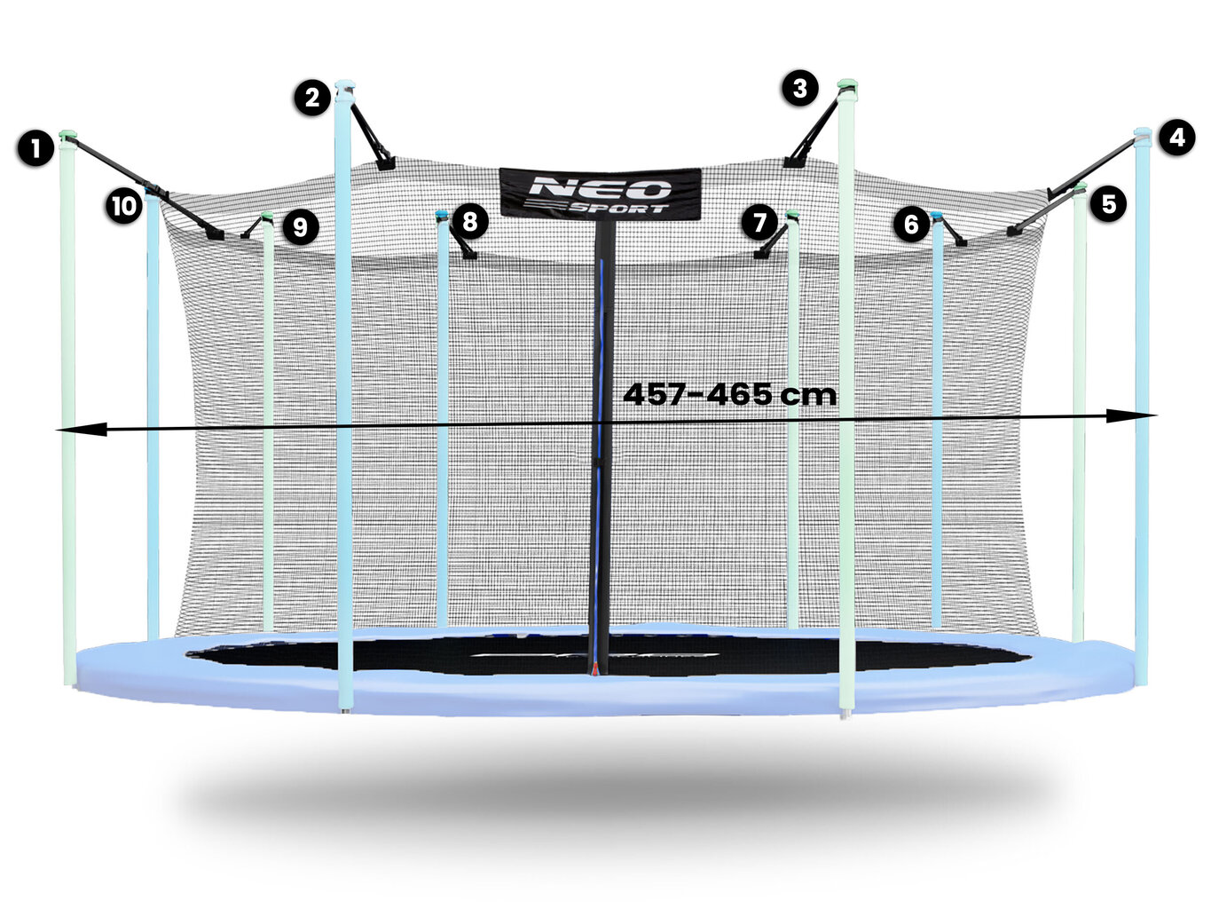 Apsauginis vidinis batuto tinklas Neo Sport, 465 cm kaina ir informacija | Batutai | pigu.lt