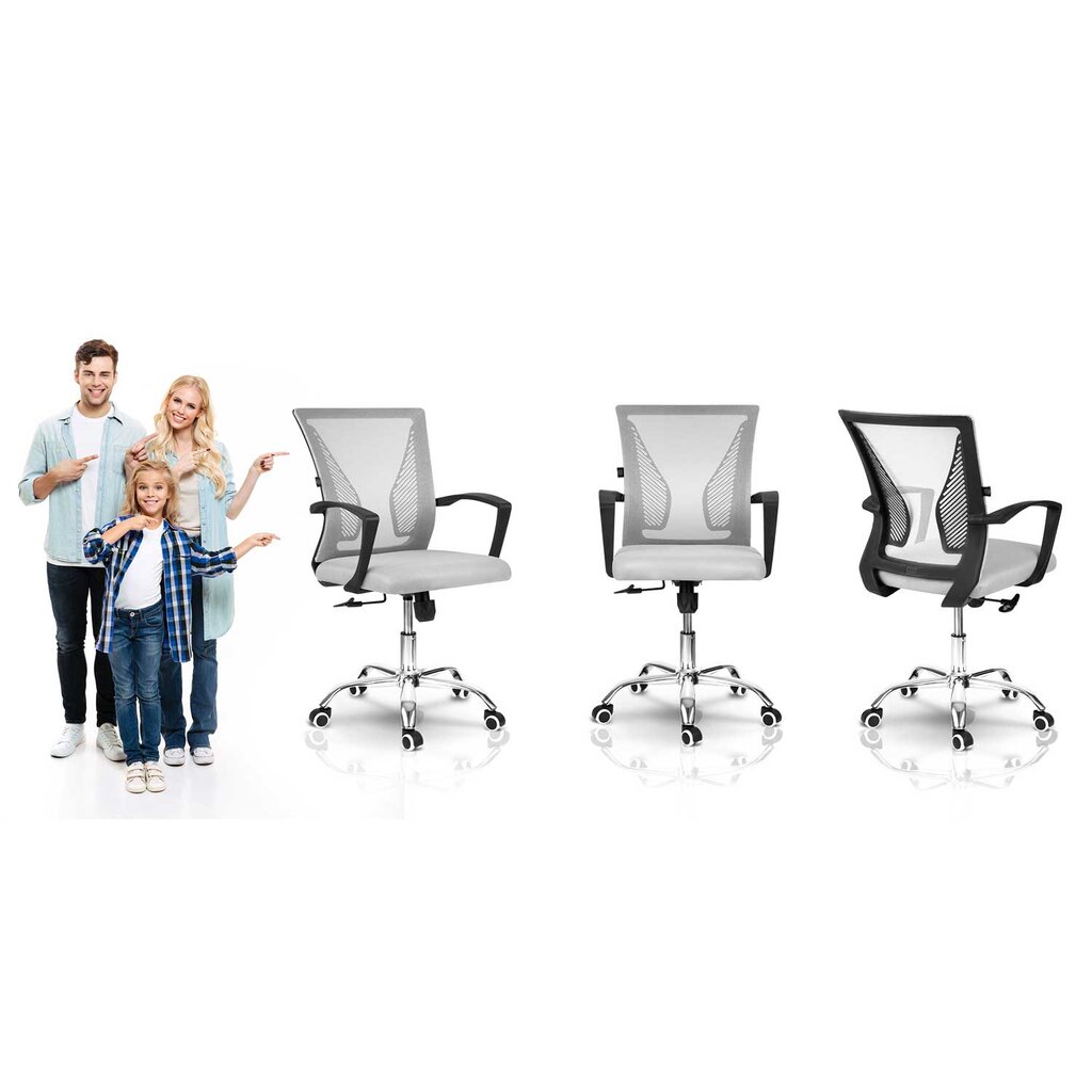 Biuro kėdė su mikro tinkleliu pilka kaina ir informacija | Biuro kėdės | pigu.lt