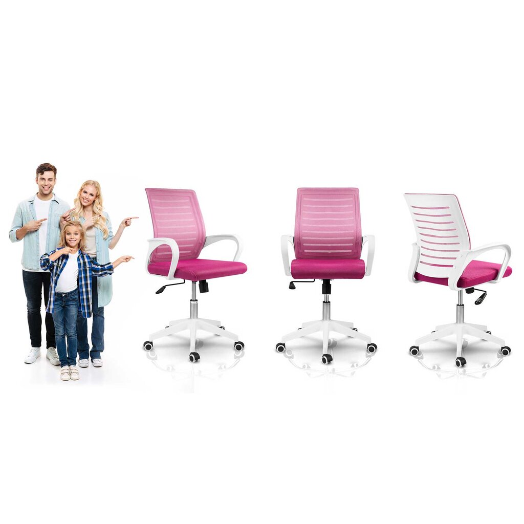 Biuro kėdė su mikro tinkleliu, Pink balta ir rožinė цена и информация | Biuro kėdės | pigu.lt