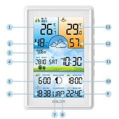 Метеостанция с дисплеем, белый цена и информация | Метеорологические станции, термометры | pigu.lt
