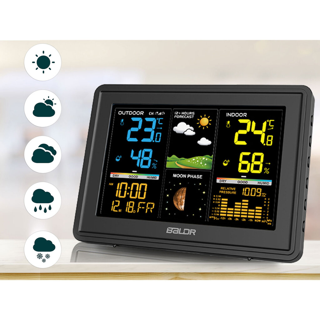 Meteorologinė stotelė su ekranu kaina ir informacija | Meteorologinės stotelės, termometrai | pigu.lt