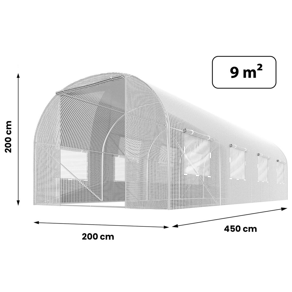 Šiltnamis, 2x4,5 m, baltas kaina ir informacija | Šiltnamiai | pigu.lt