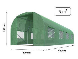 Sodo tunelis - šiltnamis, 2x4,5xH2 m, žalia kaina ir informacija | Šiltnamiai | pigu.lt