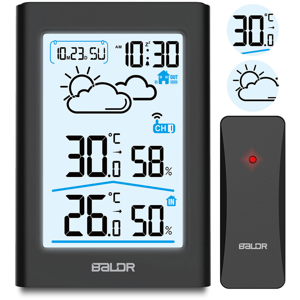 Meteorologinė stotelė su ekranu Baldr kaina ir informacija | Meteorologinės stotelės, termometrai | pigu.lt
