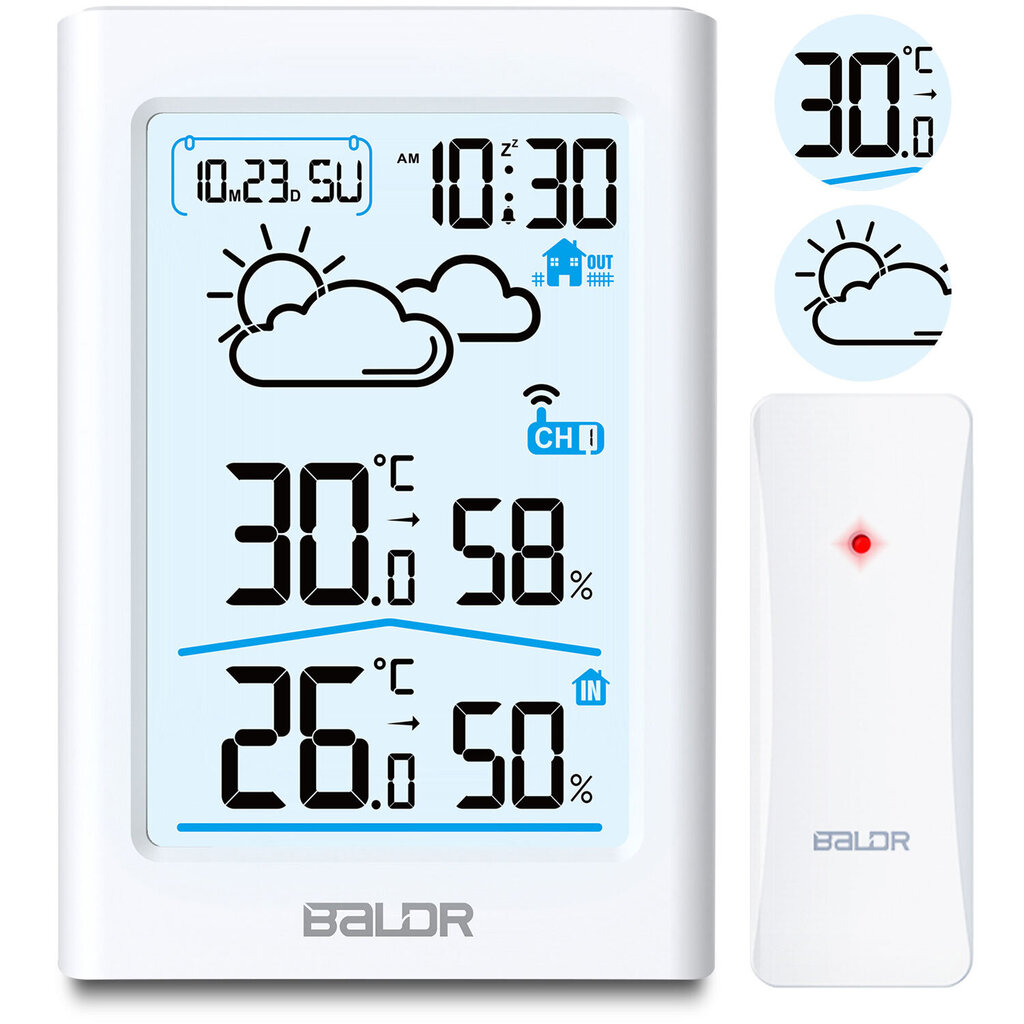 Meteorologinė stotelė su ekranu Baldr цена и информация | Meteorologinės stotelės, termometrai | pigu.lt