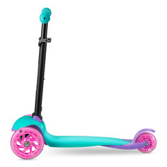 Трехколесный самокат со светящимися колесами бирюзовый и розовый цена и информация | Самокаты | pigu.lt