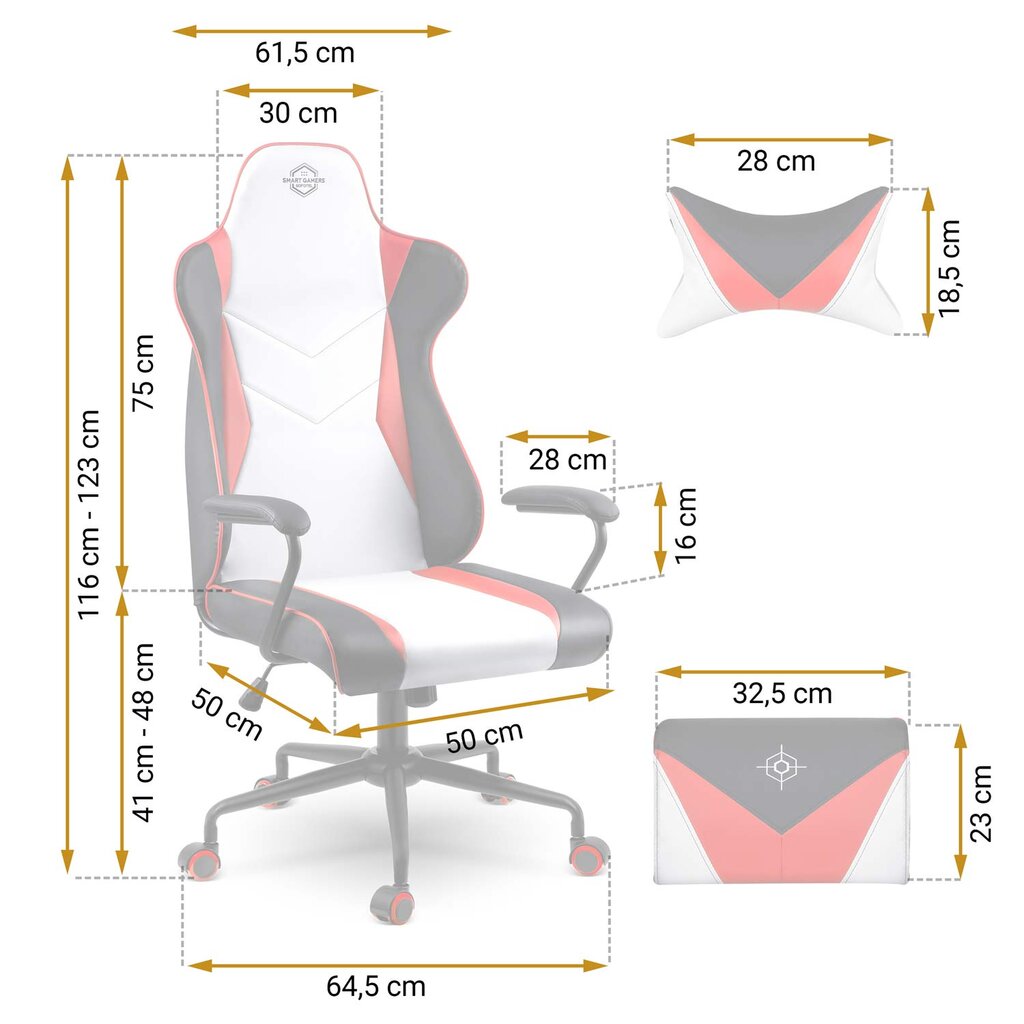 Žaidimų kėdė, Smart Gamers balta raudona juoda kaina ir informacija | Biuro kėdės | pigu.lt