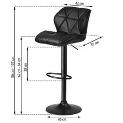 Барный стул со спинкой, Castelo, черный цена и информация | Стулья для кухни и столовой | pigu.lt