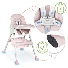 Высокий стульчик со столиком и нагрудником розовый цена и информация | Стульчики для кормления | pigu.lt