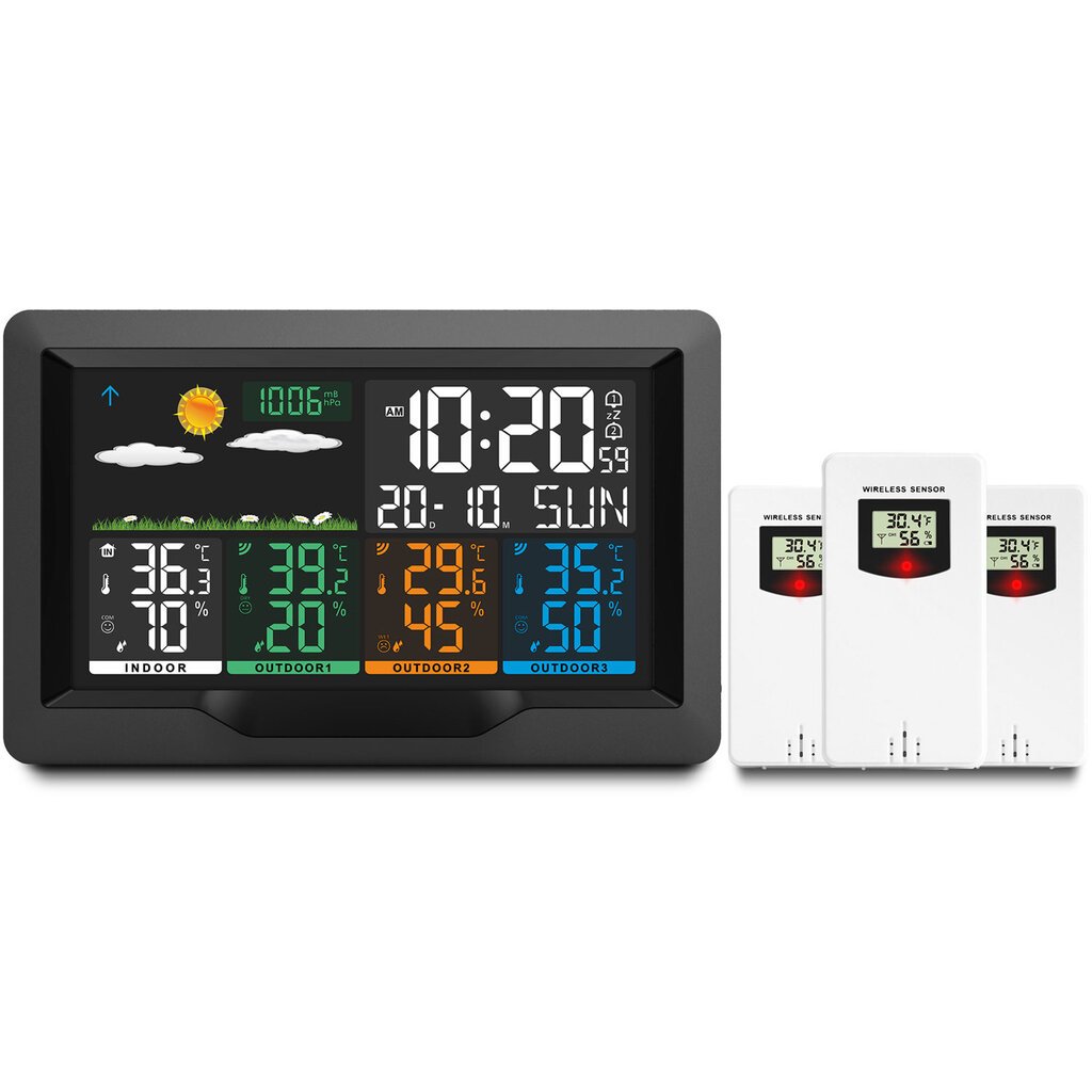 Meteorologinė stotelė su ekranu, juoda kaina ir informacija | Meteorologinės stotelės, termometrai | pigu.lt