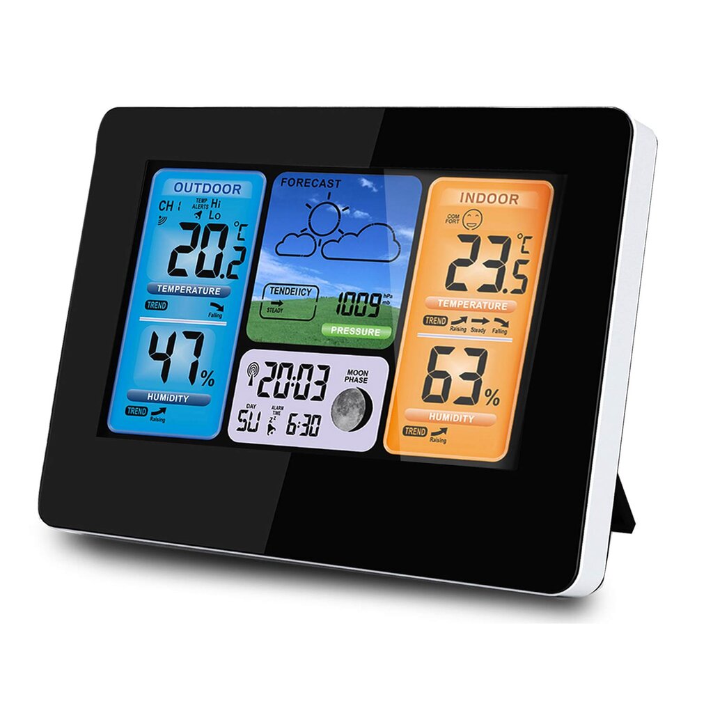 Meteorologinė stotelė su ekranu, juoda цена и информация | Meteorologinės stotelės, termometrai | pigu.lt