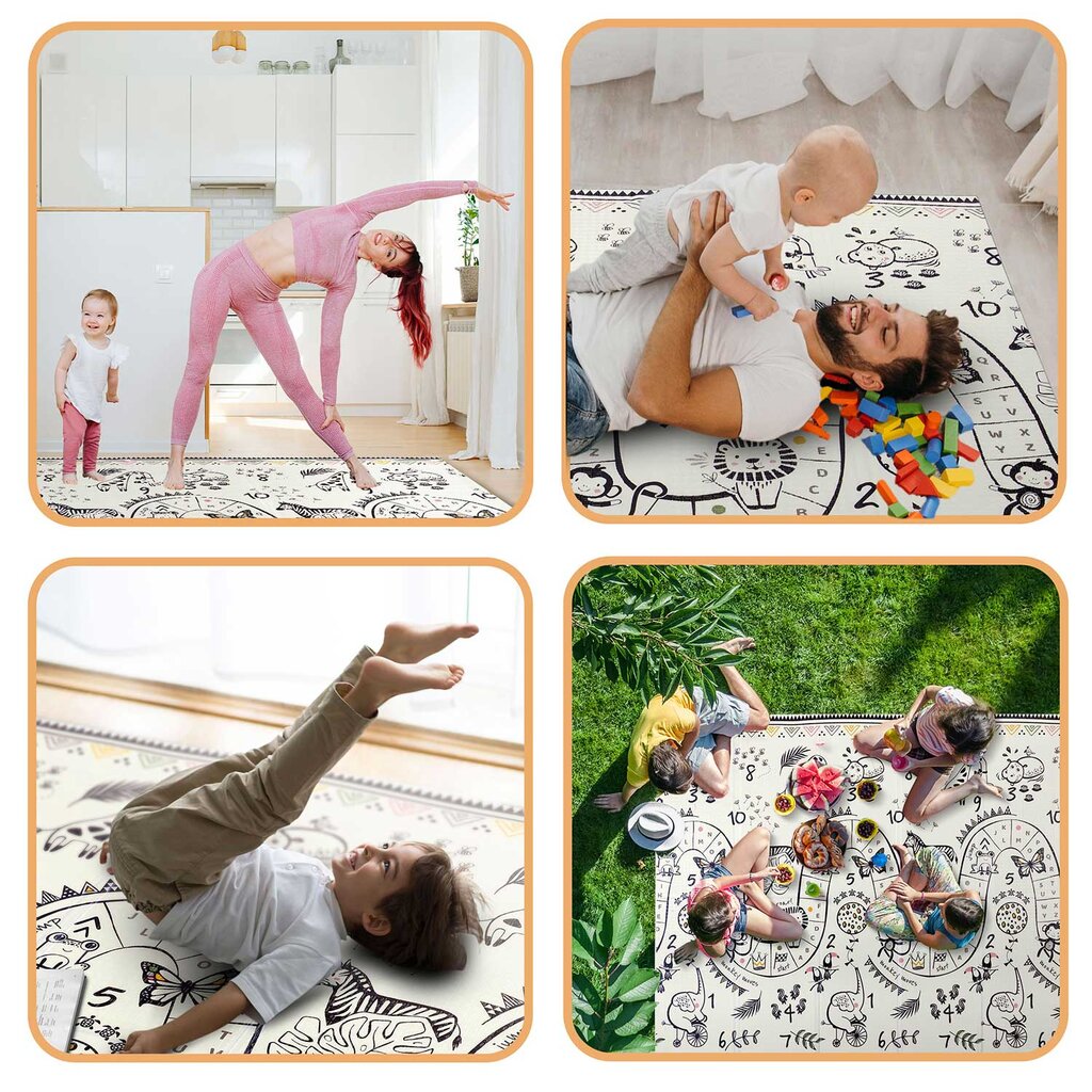 Sulankstomas dvipusis lavinamasis kilimėlis 200 x 150 x 1 cm kaina ir informacija | Žaislai kūdikiams | pigu.lt