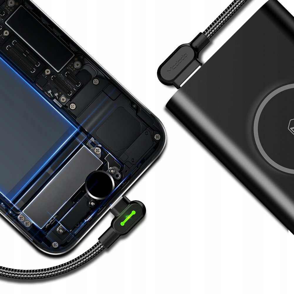 "McDodo" telefono kabelis Greitas įkrovimas, 90° kampu LED USB TYPE C 1,8 m kaina ir informacija | Laidai telefonams | pigu.lt