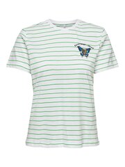 Женская футболка ONLY 15270570*03, белая/зелёная 5715318584641 цена и информация | Футболка женская | pigu.lt