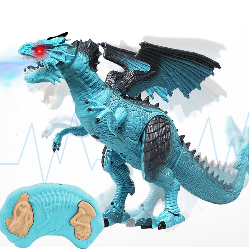 RC dinozauras valdomas drakonas - eina riaumoja riaumoja kvėpuoja garais 41 cm kaina ir informacija | Žaislai berniukams | pigu.lt