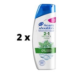 Шампунь HEAD & SHOULDERS, ментол 2в1, 360 мл x 2 шт., упаковка цена и информация | Шампуни | pigu.lt