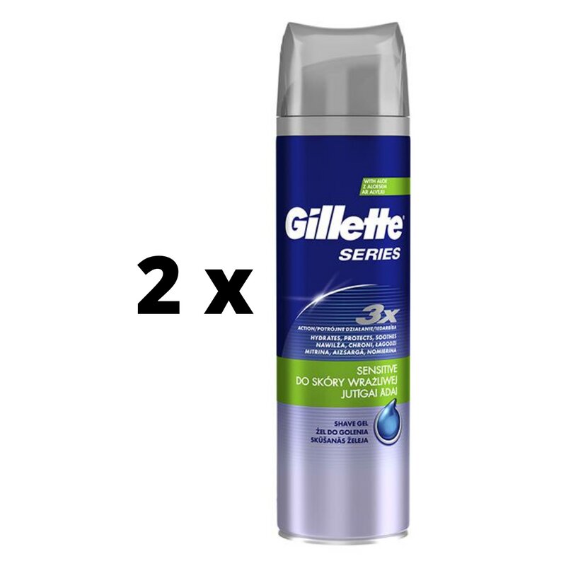 Skutimosi gelis Gillette Series Sensitive, 200 ml x 2 vnt. pakuotė цена и информация | Skutimosi priemonės ir kosmetika | pigu.lt