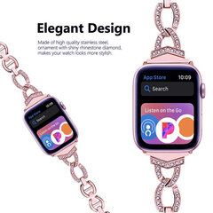 Ремешок из нержавеющей стали Diamond для Apple Watch, розовое золото, 42/44/45 мм цена и информация | Аксессуары для смарт-часов и браслетов | pigu.lt