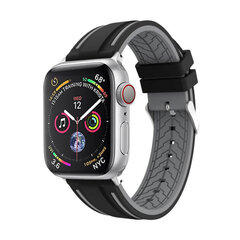 Силиконовый ремешок RACE для Apple Watch — черный/серый, 42/44/45 мм цена и информация | Аксессуары для смарт-часов и браслетов | pigu.lt