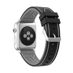 Силиконовый ремешок RACE для Apple Watch — черный/серый, 42/44/45 мм цена и информация | Аксессуары для смарт-часов и браслетов | pigu.lt