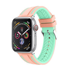 Силиконовый Ремешок RACE для Apple Watch — Розовый/Неоново-Зеленый 42/44/45мм цена и информация | Аксессуары для смарт-часов и браслетов | pigu.lt