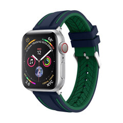 Силиконовый Ремешок RACE для Apple Watch — Синий/Зеленый 42/44/45мм цена и информация | Аксессуары для смарт-часов и браслетов | pigu.lt