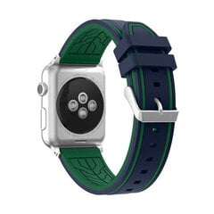 Силиконовый Ремешок RACE для Apple Watch — Синий/Зеленый 42/44/45мм цена и информация | Аксессуары для смарт-часов и браслетов | pigu.lt